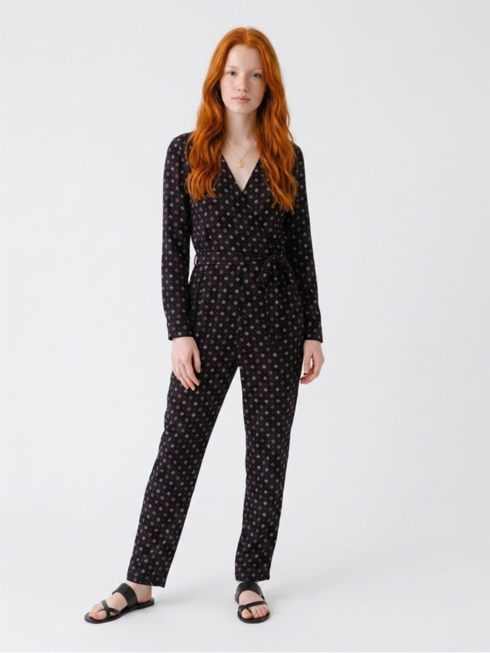 LOFT Black Floral Jumpsuit